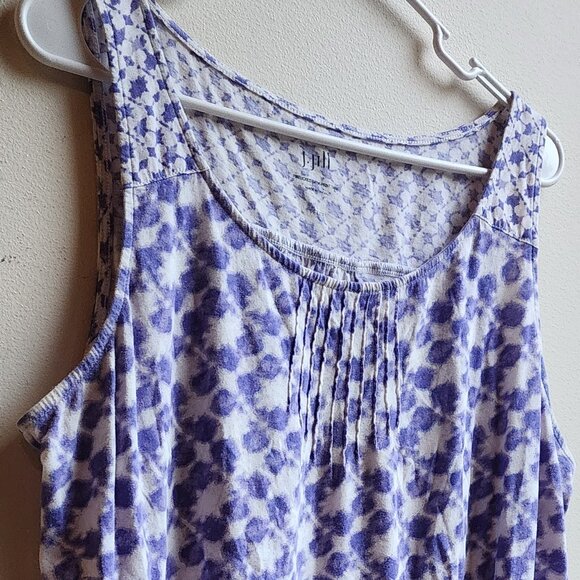 J. Jill Pintucked Batik-Print Tank Top Size Petite Large - Picture 3 of 13